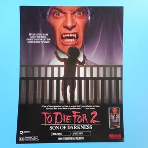 To Die For 2 Son of Darkness VTG 90s Horror Movie Poster 2-Side 8.5x11 Halloween